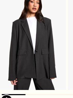 PERWINKLE (Black to show style) Single-Button OVERSIZED SLOUCH BLAZER - Women